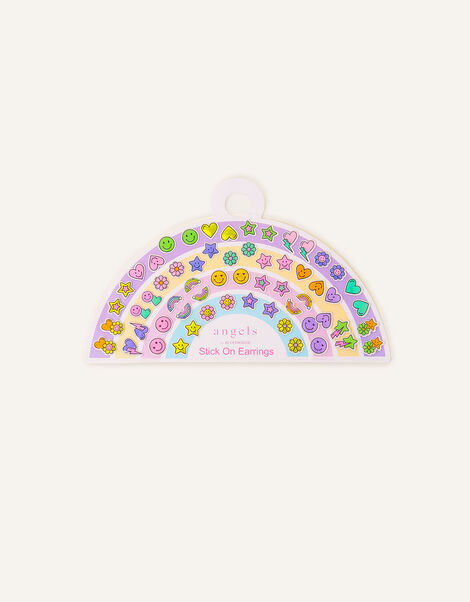 Girls Rainbow Stick On Earrings, , large