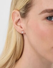 3-Pack Crystal Sterling Silver Stud Earrings, , large