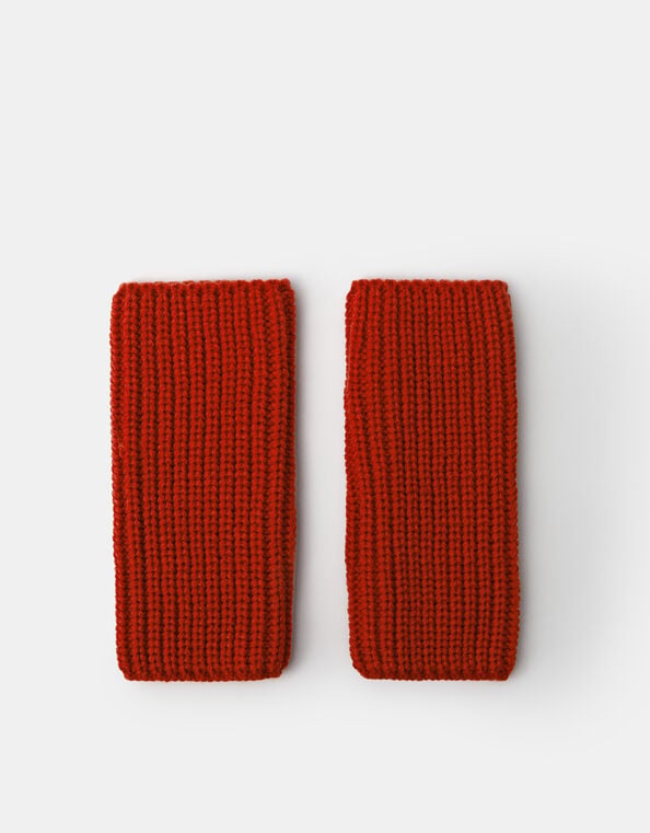 Chunky Knit Wrist Warmers, Orange (ORANGE), large