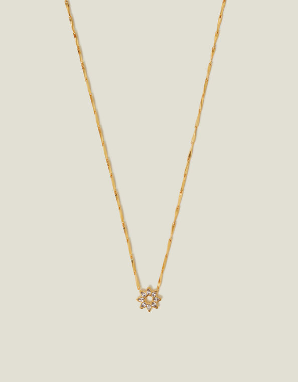 14ct Gold-Plated Teardrop Flower Pendant Necklace, , large