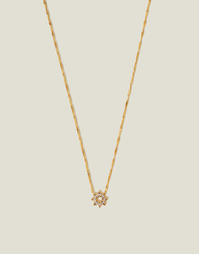 14ct Gold-Plated Teardrop Flower Pendant Necklace, , large