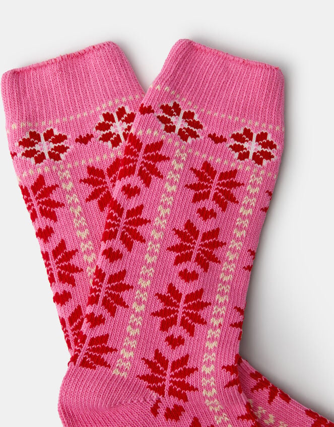 Fair Isle Print Bed Socks, , large