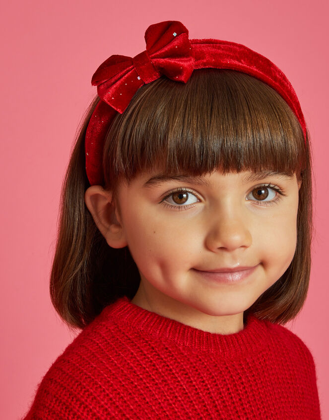Girls Velvet Bow Headband, , large