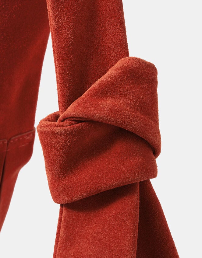 Slouchy Knot Leather Shoulder Bag, Orange (ORANGE), large