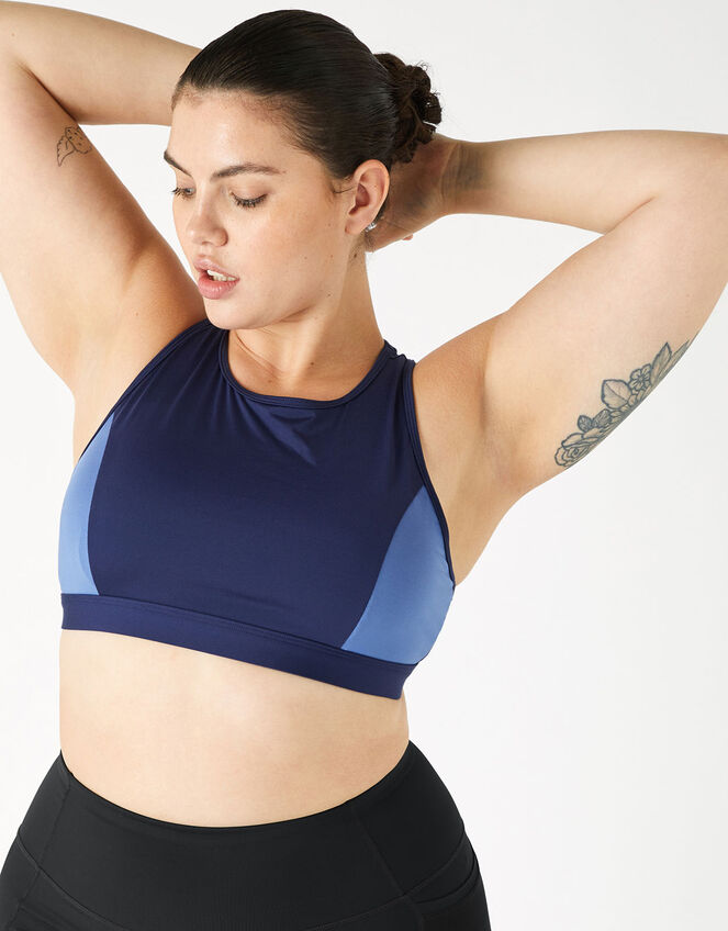 Colour-Block Sports Bra, Blue (NAVY), large