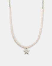 Sterling Silver-Plated Shell Starfish Necklace, , large