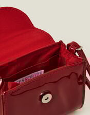 Girls Patent Diamante Bow Bag, Red (RED), large