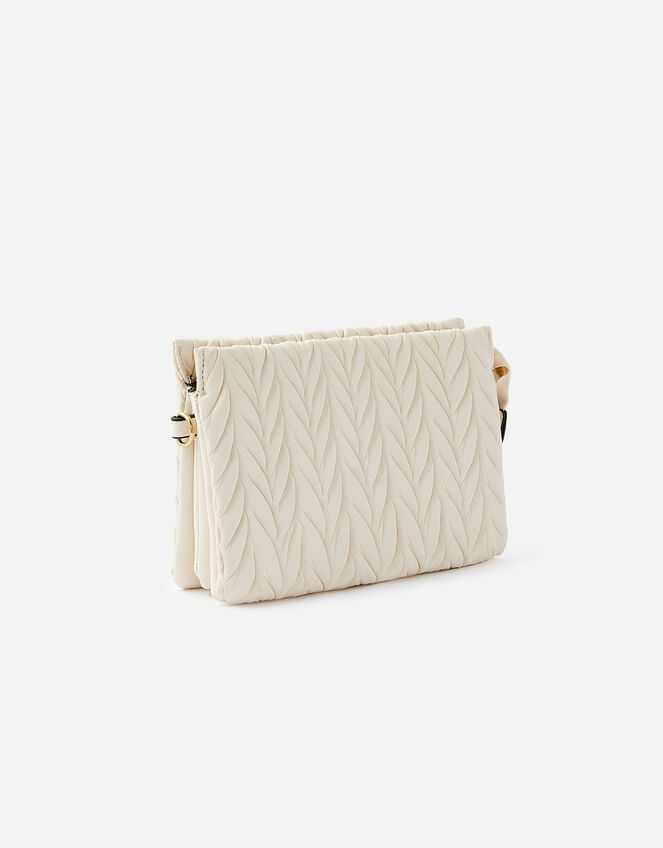 Paige Pleated Cross-Body Bag, Cream (CREAM), large