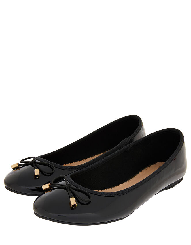 Patent Ballerina Flat Shoes, Black (BLACK), large