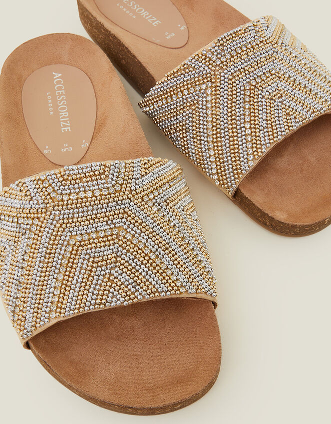 Beaded Sparkle Sliders, Gold (GOLD), large