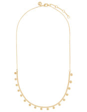 Gold-Plated Disc Charm Station Necklace, , large