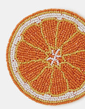 Round Orange Beaded Coaster, , large