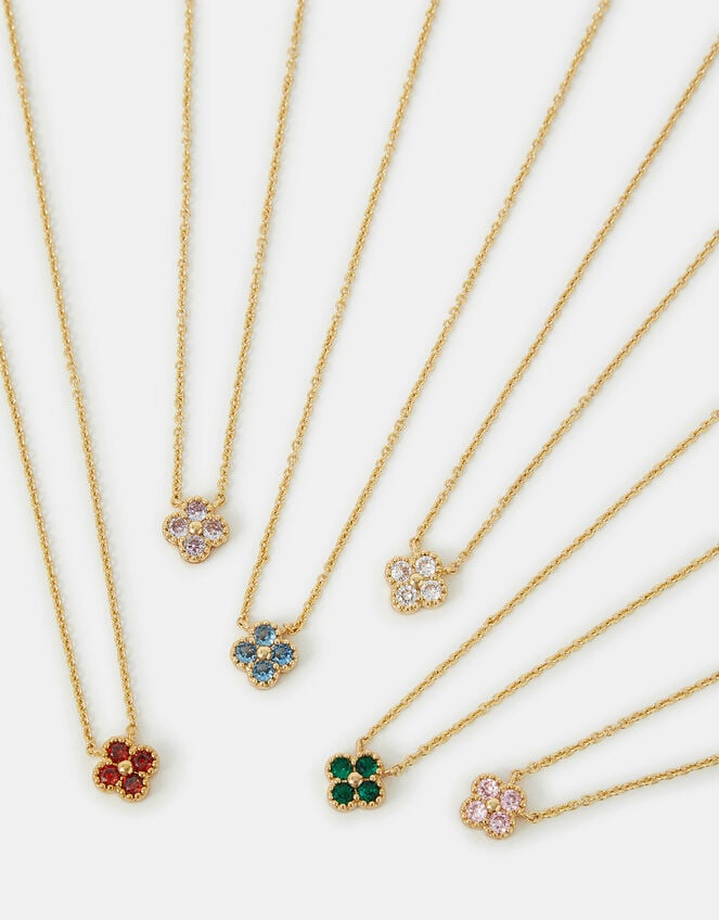 14ct Gold-Plated Birthstone Flower Pendant Necklace, Gold (GOLD), large
