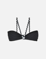 Monochrome Textured Bandeau Bikini Top, Black (BLACK WHITE), large