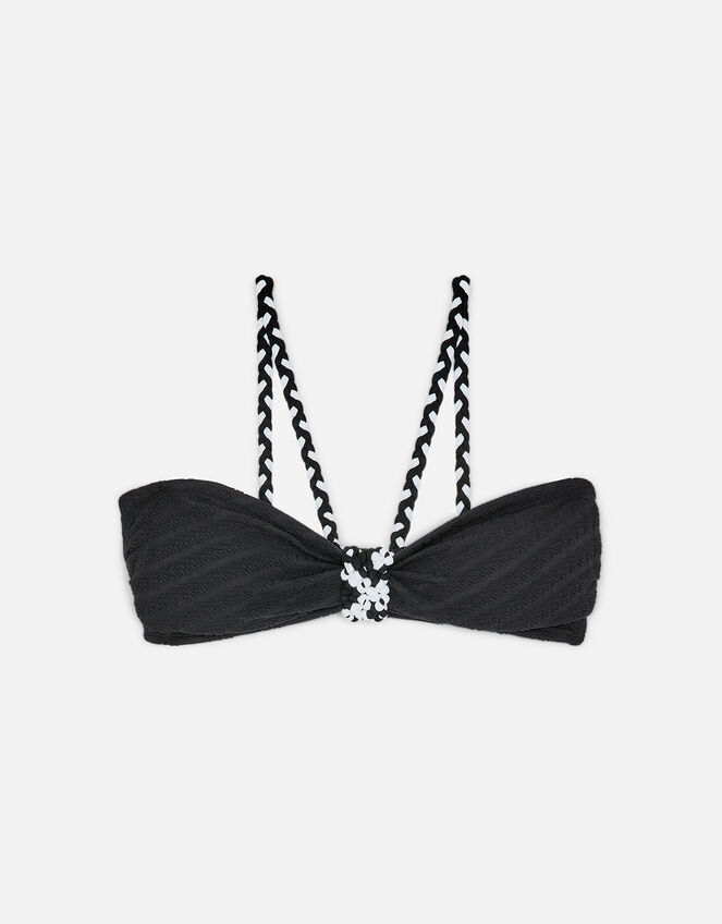 Monochrome Textured Bandeau Bikini Top, Black (BLACK WHITE), large