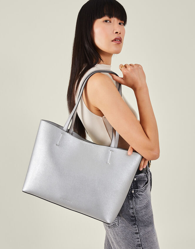 Leo Tote Bag, Silver (SILVER), large