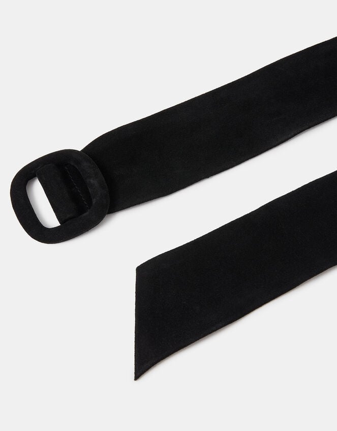 Suede Wide Waist Belt, Black (BLACK), large