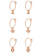 Slim Hoop Set with Sparkle Charms, , large