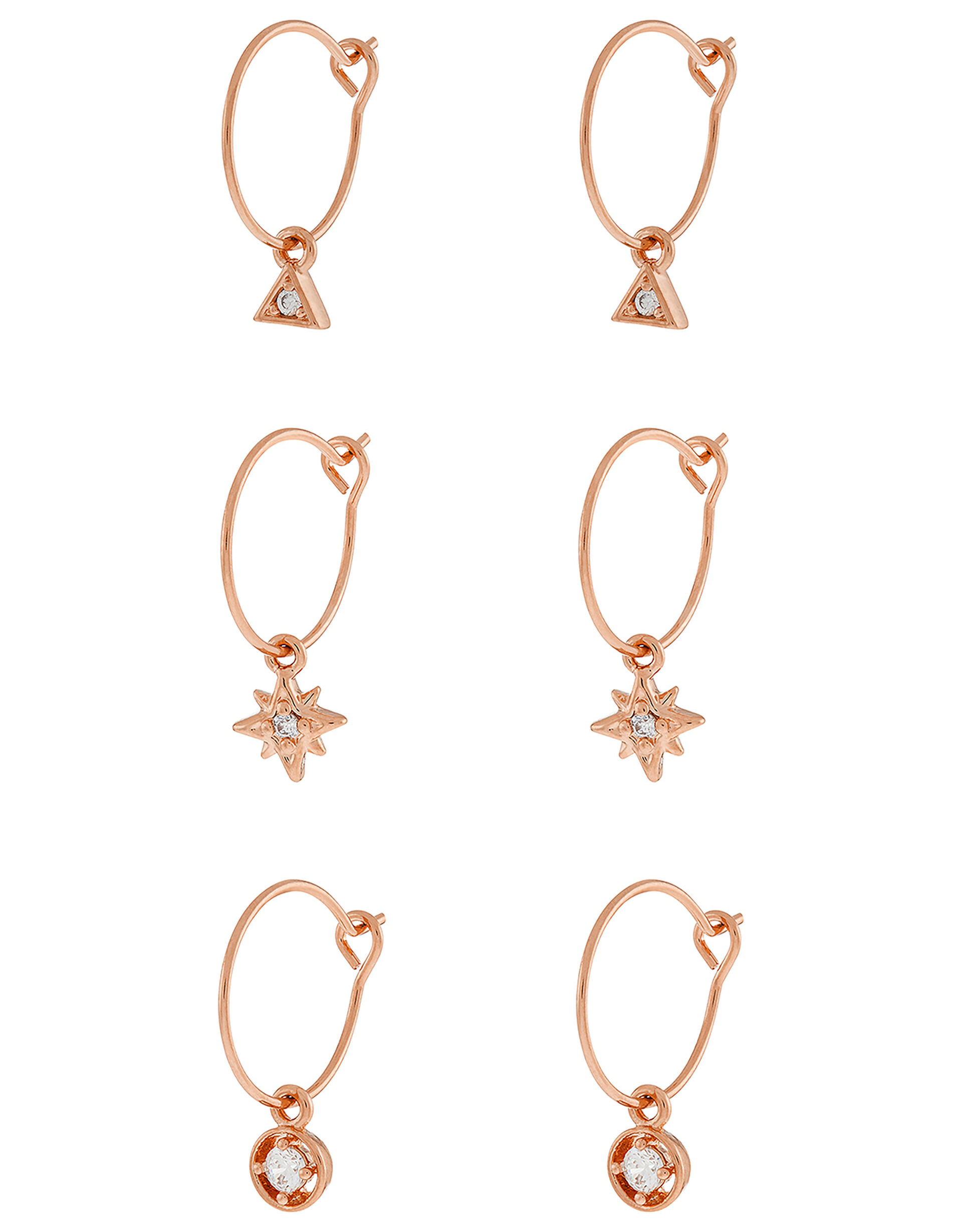 Slim Hoop Set with Sparkle Charms, , large