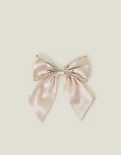 Girls Satin Gem Bow Hair Clip, , large
