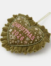 Embroidered Velvet Heart 2026 Christmas Tree Decoration, , large