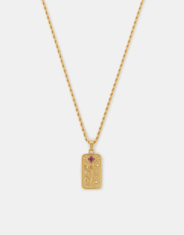 Stainless Steel Flower Tag Pendant Necklace, , large