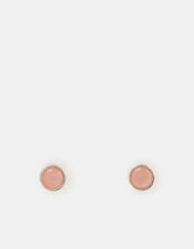 Sterling Silver Healing Stone Stud Earrings, Pink (PINK), large