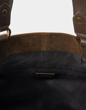 Multi Strap Suede Tote Bag, Brown (CHOCOLATE), large