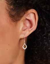 Sterling Silver-Plated Sparkle Teardrop Earrings, , large