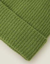 Soho Rib Knit Beanie Hat, Green (GREEN), large