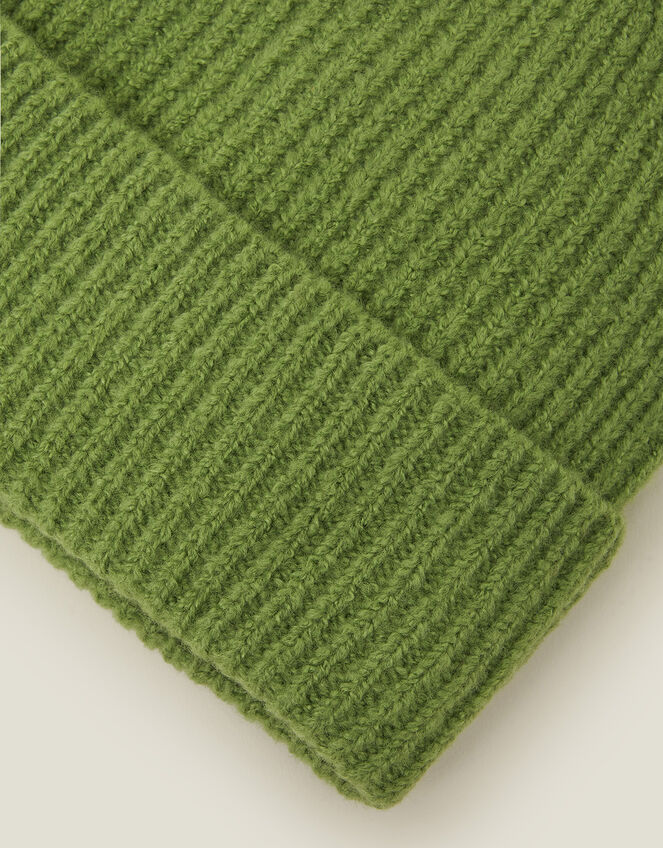 Soho Rib Knit Beanie Hat, Green (GREEN), large