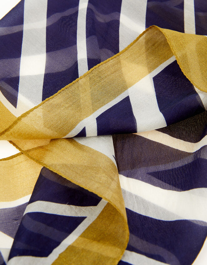 Monochrome Stripe Scarf in Pure Silk, , large