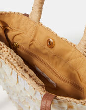 Mother of Pearl Raffia Handheld Bag, , large