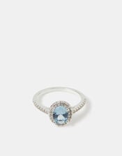Cubic Zirconia Halo Engagement Ring, Blue (BLUE), large