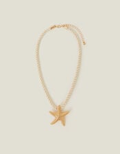 Starfish Pendant Twist Cord Necklace Gold, , large