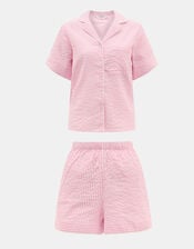 Stripe Seersucker Short Pyjamas Set, Pink (PINK), large