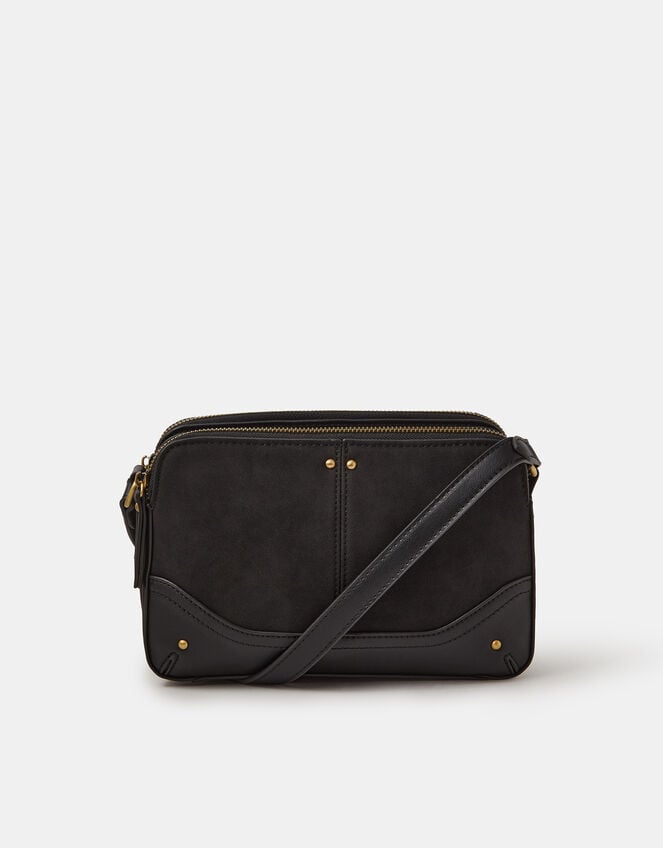 Classic Double Zip Crossbody Bag, Black (BLACK), large