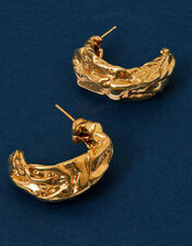 14ct Gold-Plated Chunky Molten Hoop Earrings, , large