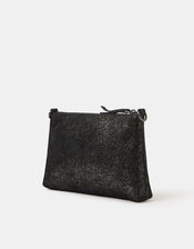 Metallic Leather Crossbody Bag, Black (BLACK), large
