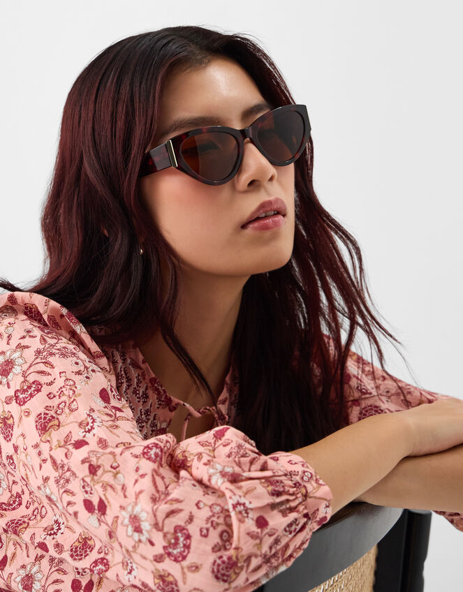 Acetate Tort Cat Eye Sunglasses, , large