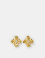 Stainless Steel Flower Stud Earrings, , large