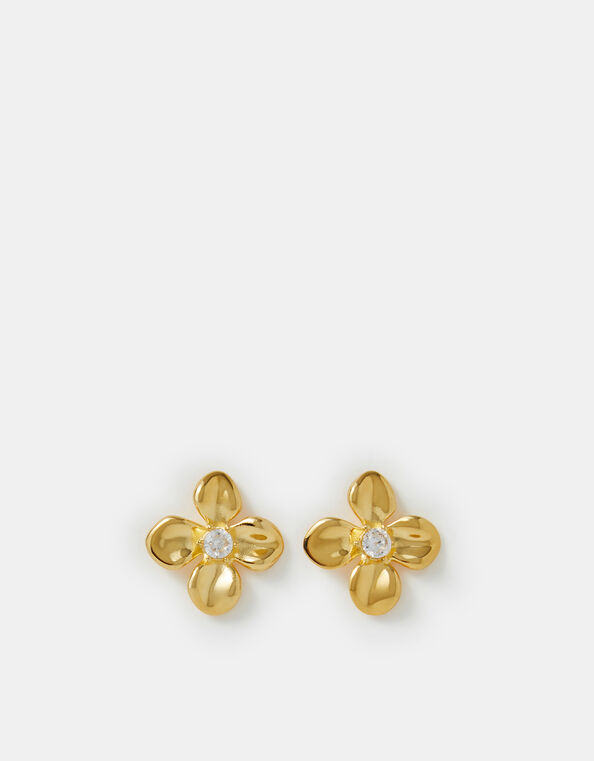 Stainless Steel Flower Stud Earrings, , large