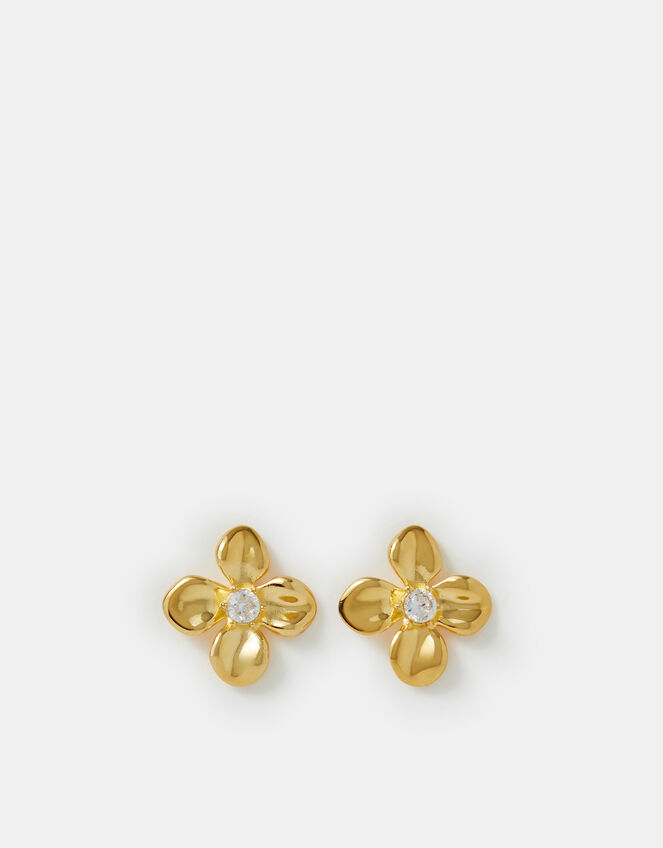 Stainless Steel Flower Stud Earrings, , large