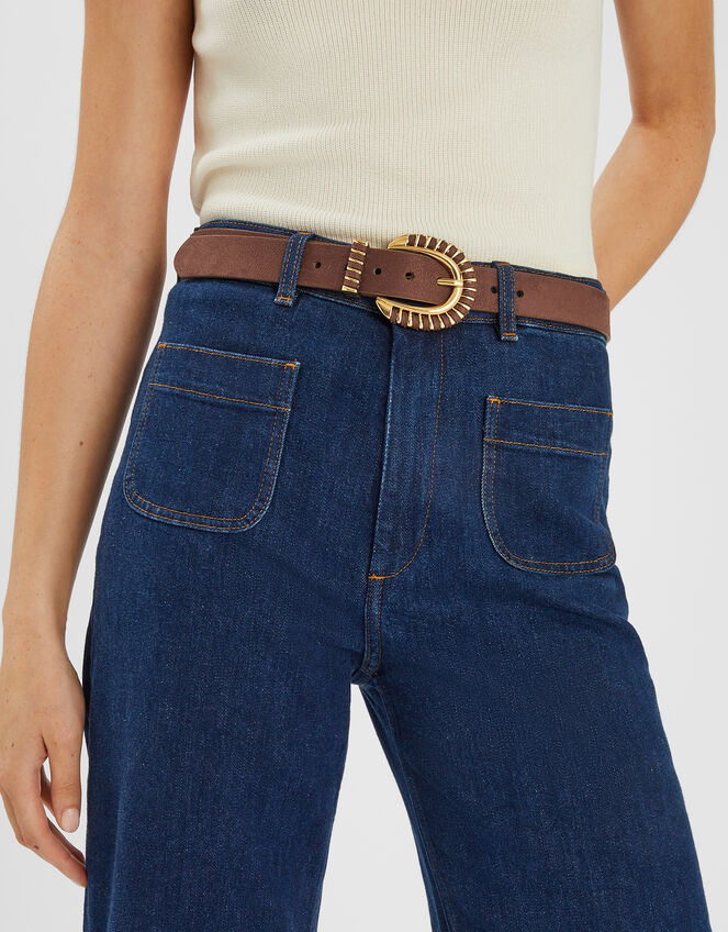 Suedette Belt , Brown (CHOCOLATE), large