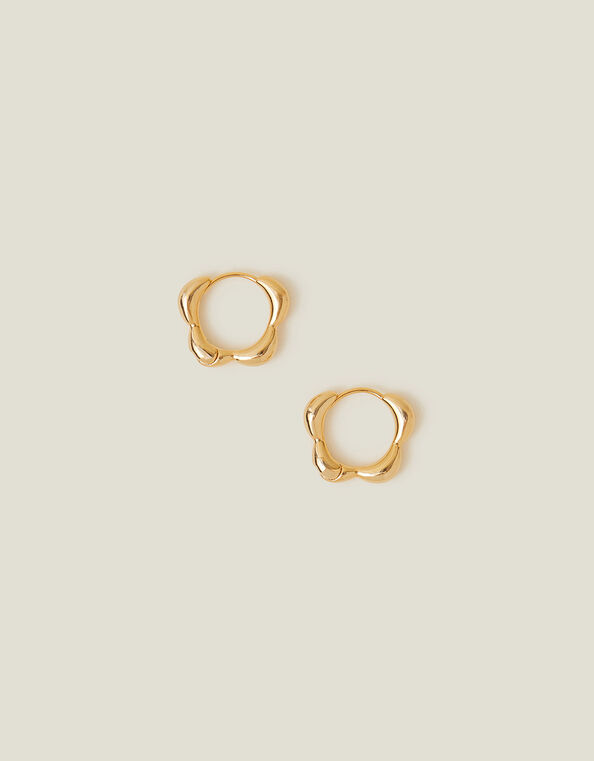 14ct Gold-Plated Flower Hoops, , large