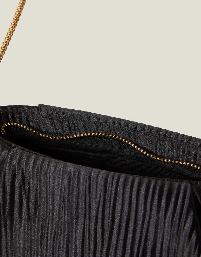 Pleated Satin Clutch Bag, , large