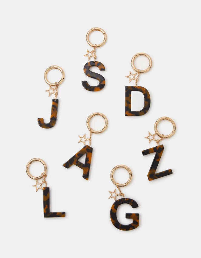 Tort Initial Bag Charm, Brown (TORT), large