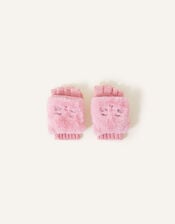 Fluffy Faux Fur Cat Capped Gloves, Pink (PINK), large