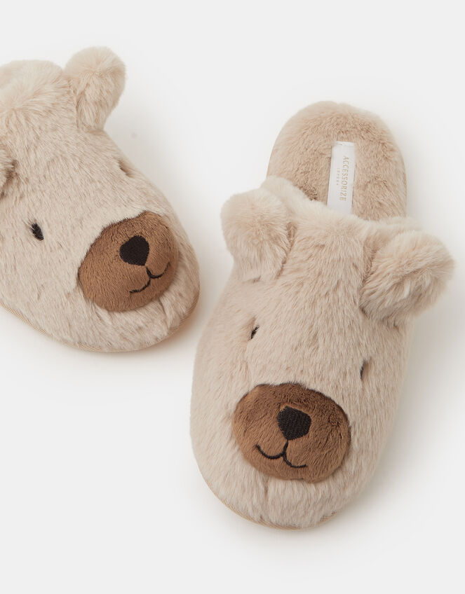 Teddy Mule Slippers, Natural (NATURAL), large