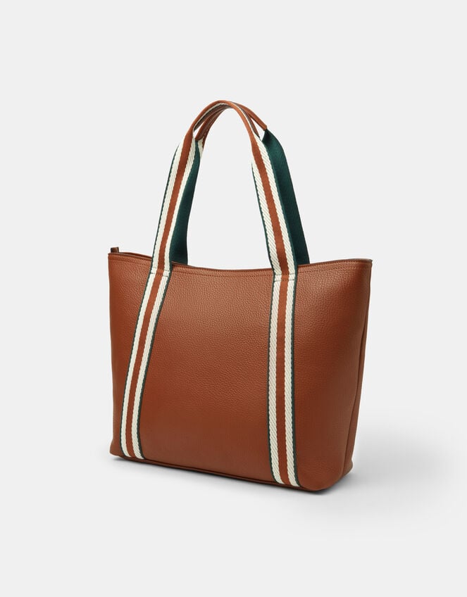 Webbing Strap Tote Bag, Tan (TAN), large